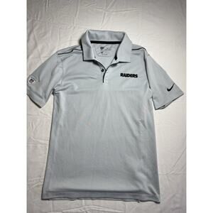 Oakland Raiders Men Polo Shirt SZ SM Gray Nike Dri Fit Short Sleeve **ON FIELD**